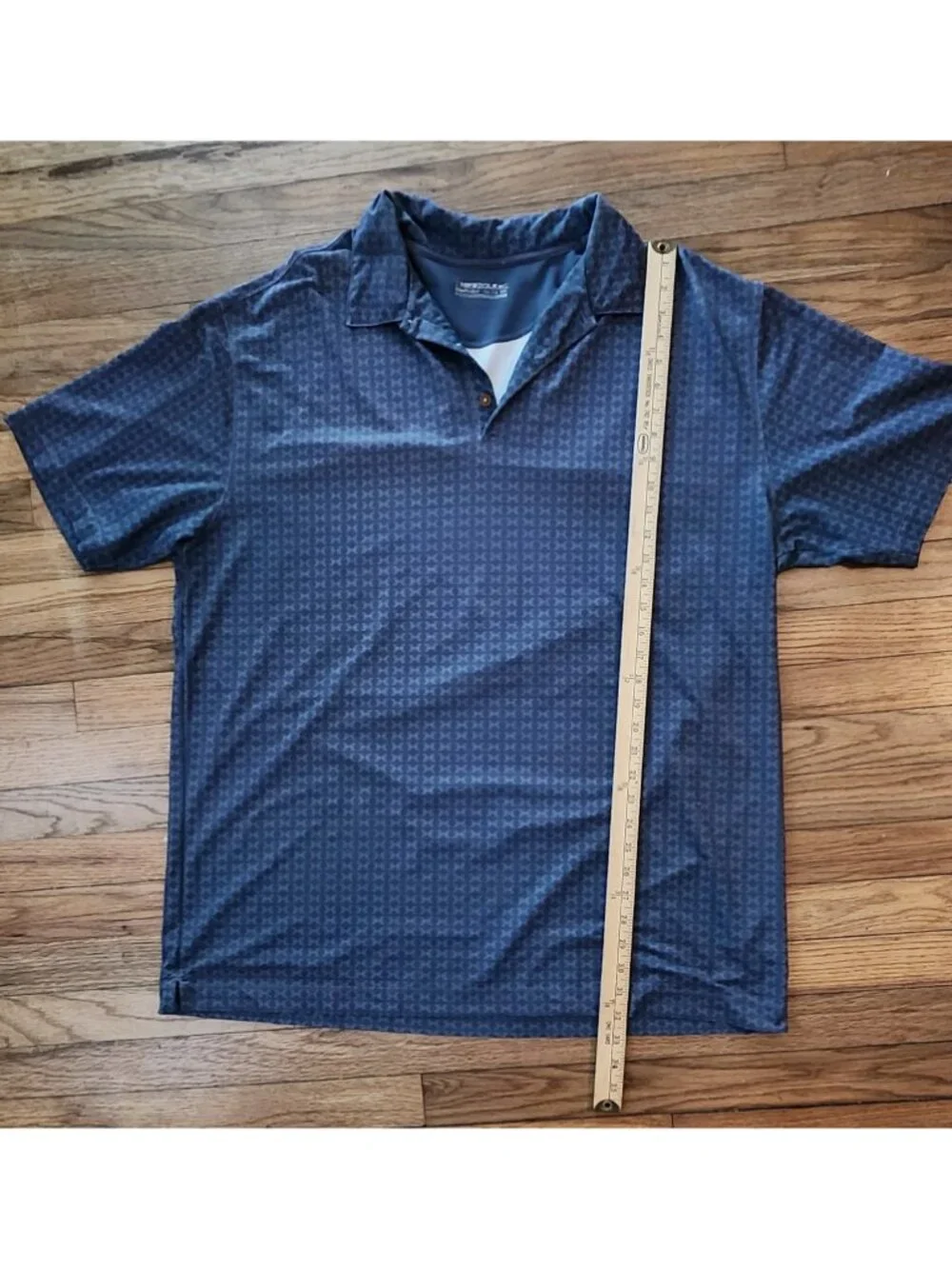 Vintage Y2K Nike Golf Polo Shirt Blue Grey Geometric Pattern Swoosh Sleeve XXL